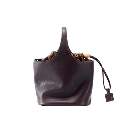 Youyou Bowling Bag Vegetable-Tanned First-Layer Lambskin High-End Retro Casual Large-Capacity Handbag Shoulder Bag for Women