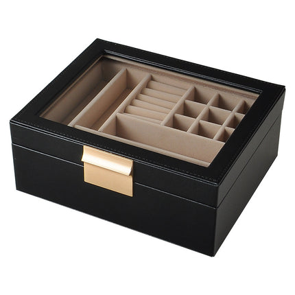 Double Layer Elegant Large Capacity Sunroof Ring Earrings Bracelet Watch Storage Jewelry Box