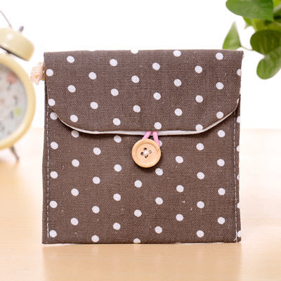 Hot-selling supply wave point cotton and linen sanitary napkin storage bag sanitary cotton bag student girl aunt towel storage bag