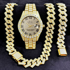 Golden diamond face (watch + bracelet + necklace)