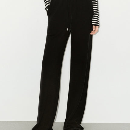 New German Velvet Double-Sided Brushed Comfortable Lazy Casual Elastic Waist Sports Version Loose Wide Leg Pants