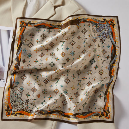 100% Silk Scarf Spring New Black Silkworm Silk 53cm Small Square Scarf Advanced Sense White Scarf