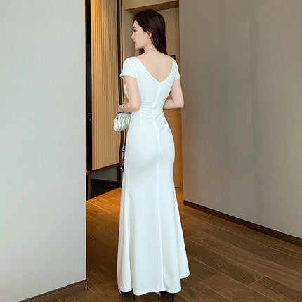 New Hotel Foot Therapy Technician Foot Bath Work Clothes Night Shop Massage Sauna Sexy Belly Covering Elegant Evening Dress