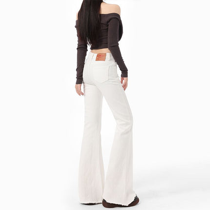 Micro-Flared Jeans for Women 2025 New Autum High-Waisted Slimming Look Horseshoe Pants Raw Edge Pants