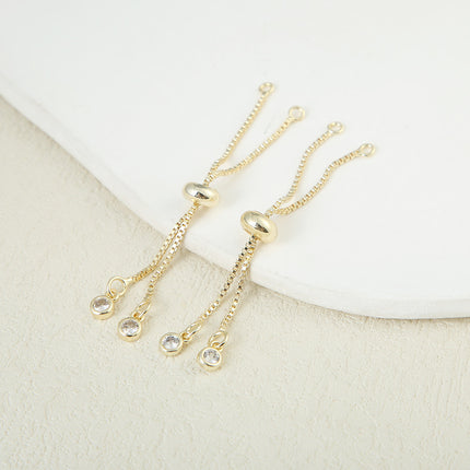 18K Color-Preserving Real Gold Silicone Copper Zipper Adjustable Extension Chain DIY Telescopic Chain Bracelet Necklace Accessories Wholesale