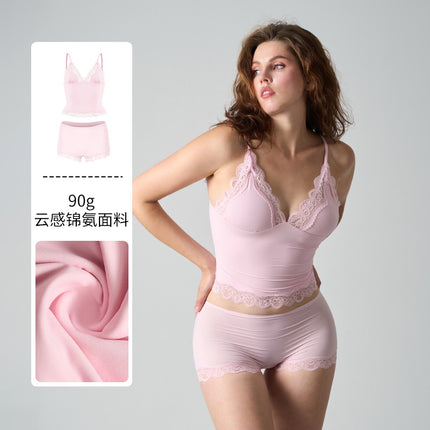 Skims Same Style Lace Underwear Set Lace Lightweight Lace Triangle Camisole Boxer Set