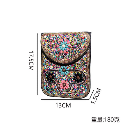Bohemian Women's Mobile Phone Bag Xinjiang Inner Mongolia Yunnan Tourist Souvenirs Retro Heavy Industry Rice Bead Shoulder Bag