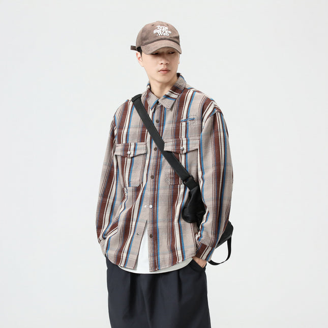 Autumn 2024 New Japanese Casual Shirt Jacket Men's Loose plus size All-match Top Shirt Trend for Youth