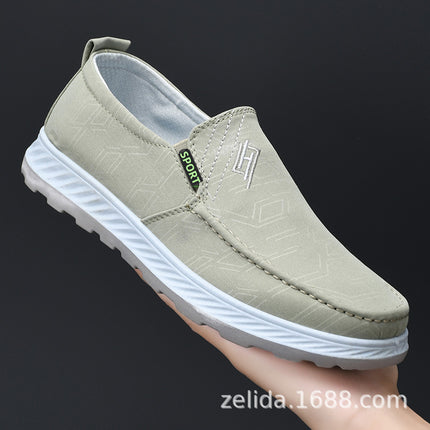Men's Shoes 2024 Spring New Style Comfortable and Breathable Cloth Shoes One-Leg Soft-Soled Cloth Shoes Middle-Aged and Elderly Dad's Shoes Casual Shoes