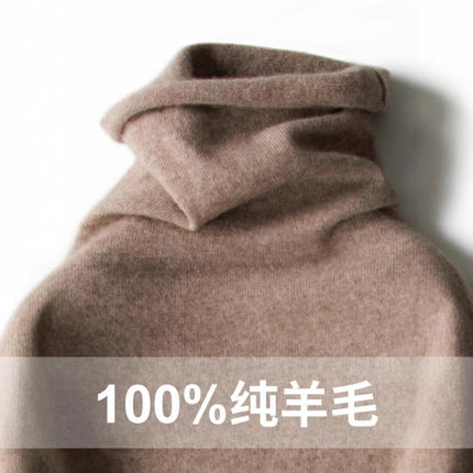 Curling pile collar woolen sweater women's 100 pure wool bottoming shirt autumn and winter New turtleneck cashmere knitted sweater