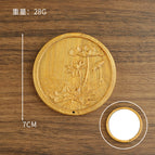 Green sandalwood lotus round mirror [without tassels]