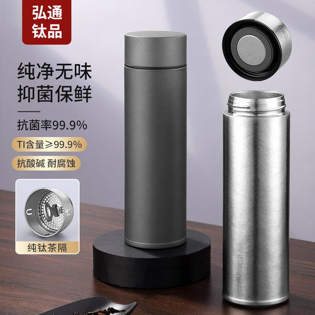 Pure titanium thermos cup business straight cup office tea separation cup with tea leakage stuffy bubble cup frosted titanium cup health
