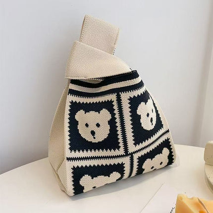 Souvenir Tote Bag, Large Capacity Small Bag for Women, Color-Blocked Knitted Tote Bag, Storage Bag, Versatile Handbag