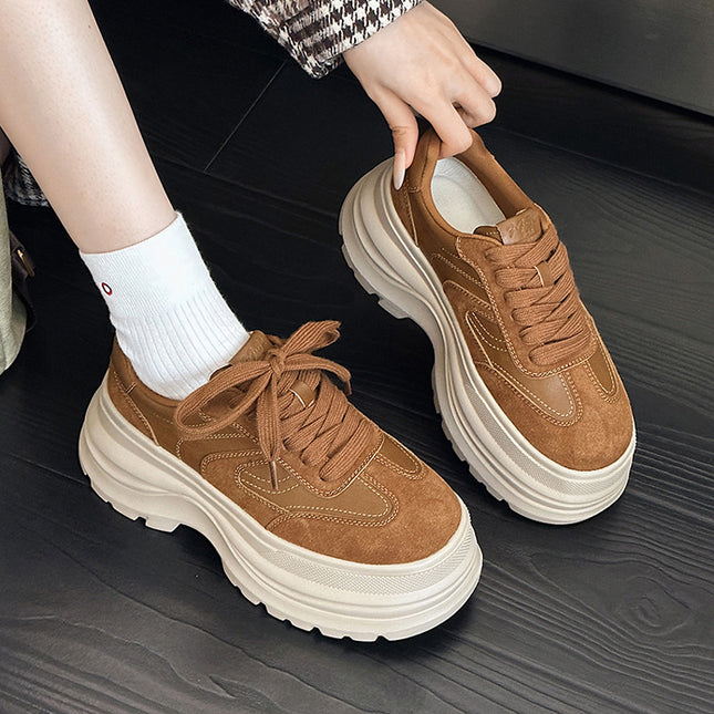 Genuine Leather German Training Shoes for Women, Thick-Soled, 2026 Spring New Model, Lightweight Soft-Soled Casual Shoes for Petite Individuals, Versatile Forrest Gump Shoes