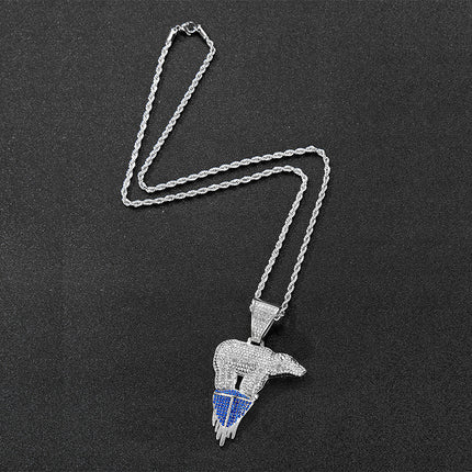 European and American New Environmentally Friendly Theme Glacier Polar Bear Polar Bear Hip-Hop Diamond Pendant Cuban Chain Jewelry