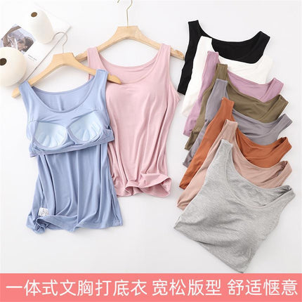 Modal with chest pad Vest Women's condole belt without steel ring BRA-T Cup one-piece slim underwear base shirt wholesale