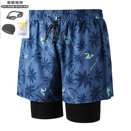 Anti-Embarrassment Men's Swimming Trunks Set Sun Protection Boys Swimming Equipment Swimming Trunks Loose Large Size Beach Trunks Swimming Trunks