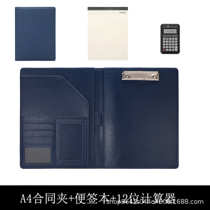 A4 Folder Calculator Multifunctional Leather Document Folder Office Contract Folder with Manager Folder Storage