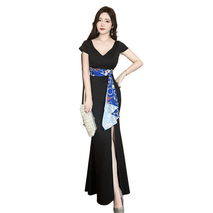 New Hotel Foot Therapy Technician Foot Bath Work Clothes Night Shop Massage Sauna Sexy Belly Covering Elegant Evening Dress