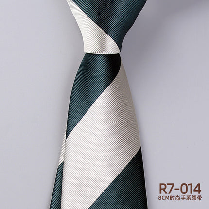 Korean-style British Business Dress Brown Green Suit Shirt Accessories All-match Retro Hand-Style 8cm Striped Tie for Men