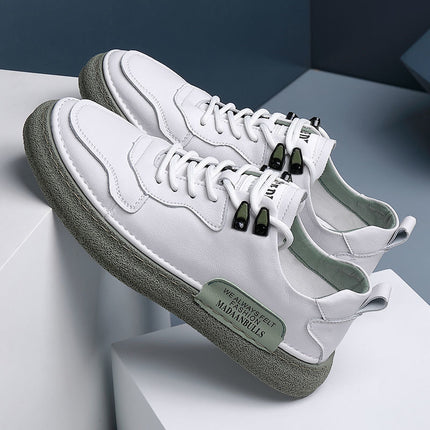 Men's shoes spring 2022 New genuine leather White shoes men's trendy all-Match sports casual leather shoes breathable board shoes
