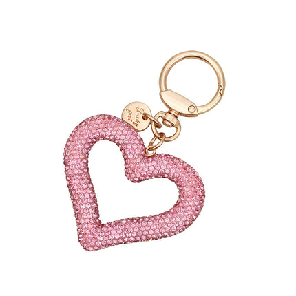 Hollow Full Diamond Heart Keychain Car Hanging Love Car Key Chain Portable Headset Bag Pendant