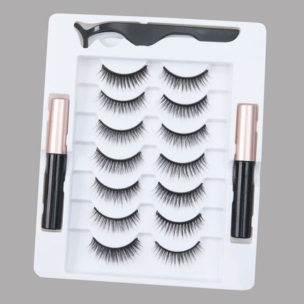 Wholesale magnetic eyeliner false eyelashes magnet false eyelashes 3D three-dimensional net red magnetic false eyelashes 3 pairs of suit
