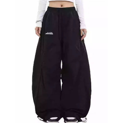 American-Style Pleated Casual Cargo Pants for Women 2025 New Loose Wide-Leg Lazy Slimming Versatile Sports Trousers