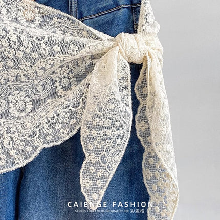 Plus-Size Lace Skirt Cover-Up for Women 2025 New Style Layered Half-Skirt with Triangle Waist Scarf to Cover the Hips, Skirt Cover-Up Apron