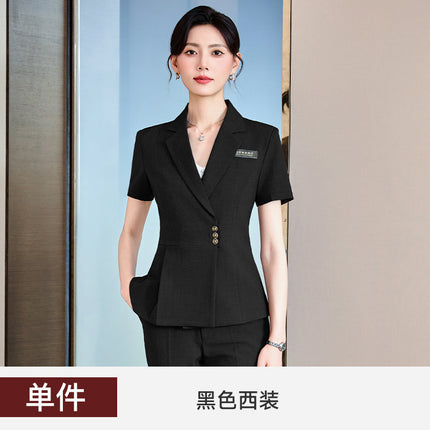 Stewardess Fan Short-sleeved Suit suit Women's Summer Thin Work Clothes Elegant High-end Beauty Salon Jewelry Store Business Wear