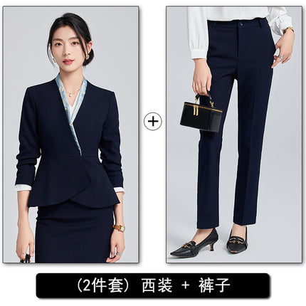 High-end Suit suit Women's Spring and Autumn High-end Temperament Professional Uniform Hotel Front Desk Tooling Beauty Salon Overalls