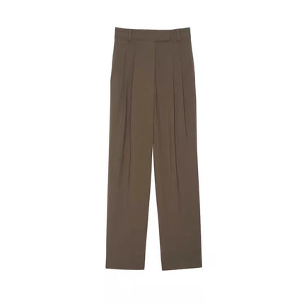 ART frankie shop All-match Slim Look High Waist Cropped Pants Dip Casual Pants