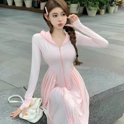Sunscreen Clothing Women's Ice Silk Slim-fit 2024 Hooded Summer New Style Thin Full-body Long Sunshade Outdoor Coat Trendy
