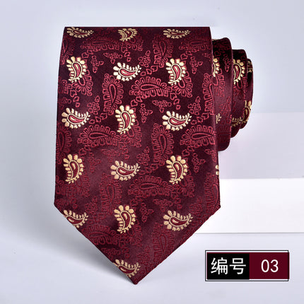 Tie men's formal wear business wine red bridegroom wedding jacquard hand fight 8cm administrative professional New in stock