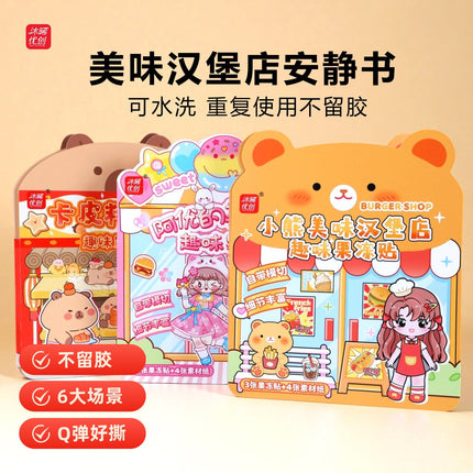 3D Jelly Stickers Quiet Book Reusable Stickers No Cutting Required Fun New Stickers for Girls and Children