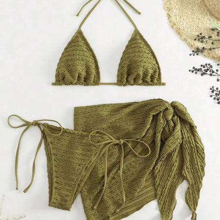 2024 European and American New Sexy Bikini Bikini Three-piece Split Strap Special Fabric in stock Swimwear for Women