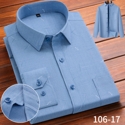 High-End Men's Long-Sleeved Shirts Spring Business Casual Anti-Wrinkle Shirts No-Iron Breathable Formal Cotton Tops for Men