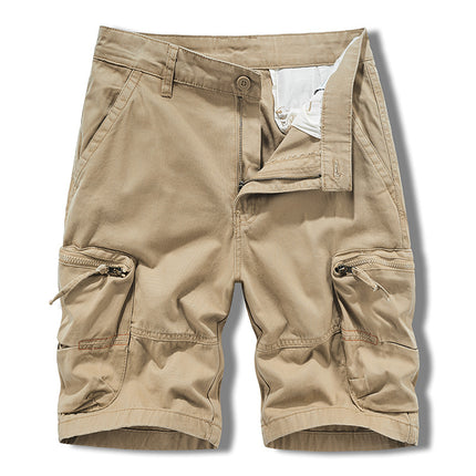 Multi-pocket Tooling Shorts Men's Summer Japanese Tooling Solid Color Five-point Pants Zipper Pocket Casual Shorts Men's Wear