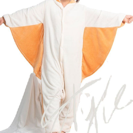 Mixed Autumn and Winter Toilet-Themed Animal Cartoon One-Piece Pajamas, Flying Squirrel Home Performance Warm Clothing, Couple Style