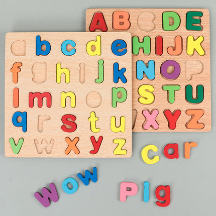 Wooden Kidsren's Number Board Letter Board Puzzle Puzzle Geometric Shape Matching Hand-grabbing Panel Early Education Educational Toys