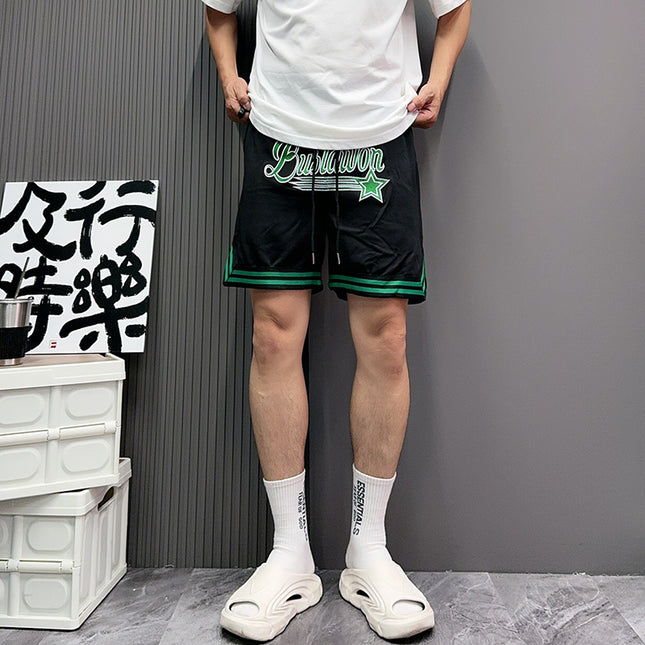 Carefully Selected Summer Sports Basketball Shorts Men's New American Trendy Brand Embroidered Letters Drawstring Quarter Pants Casual Shorts