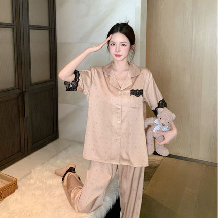 [A touch of heart] Summer high-end sense new pajamas short-sleeved trousers women's lace home clothes pajamas suit