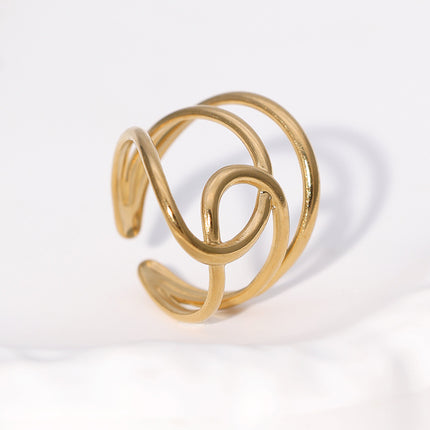 European and American Cross-Border Fashion Simple Stainless Steel Opening Adjustable Ring Niche Light Luxury Design Women's Ring Wholesale