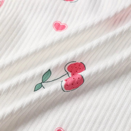 2025 Cherry Heart Print Camisole and Shorts Women's Pajama Two-Piece Set Home Wear Set with 3D Print