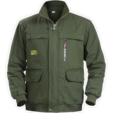 Wear-resistant work clothes suit men's work protection clothing autumn and winter thickened welding anti-scalding construction site tooling work uniform