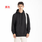Black-pure cotton terry hooded sweatshirt / S
