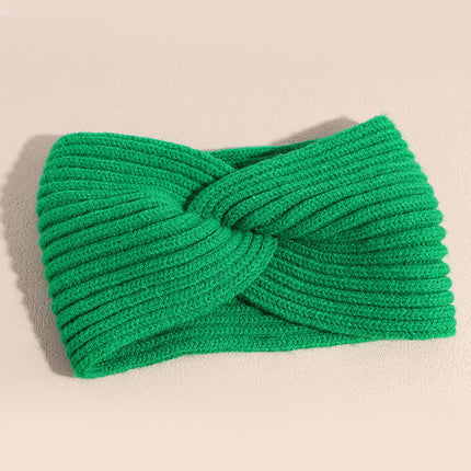 European and American cross-border knitted hair band fashionable all-match elastic wool cross headband autumn and winter warm wide-brimmed hair accessories