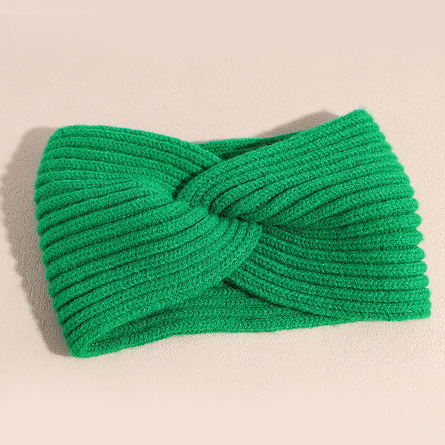 European and American cross-border knitted hair band fashionable all-match elastic wool cross headband autumn and winter warm wide-brimmed hair accessories