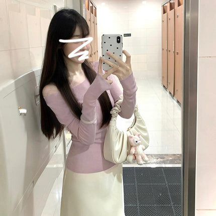 Purple Knitted Sweater Hip Skirt Women's Spring and Autumn 2024 New Early Autumn Wear Advanced Feelings Set of suit