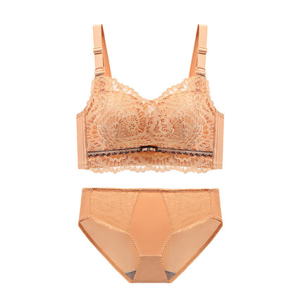 Thickened Intimates for Women with Small Breasts, Push-Up and Enlargement, Steamed Bun Cup Bra, Comfortable Side-Retractable, Non-Magnetic, Wire-Free Adjustable Bra